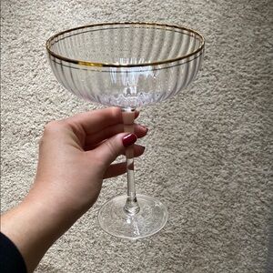 Elegant Gold-Rimmed Glass Coupe. Set of 3
